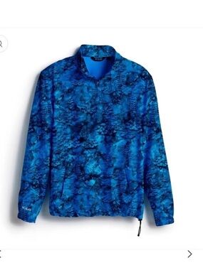 NWT Scales  Men's Blue Patterned Windbreaker Pullover Jacket Sz S $90